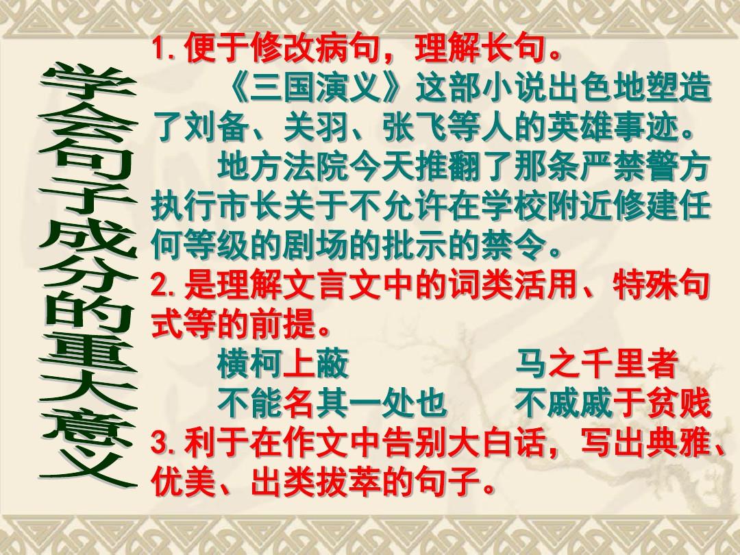 《语法：现代汉语的词性及句子成分》复习课程
