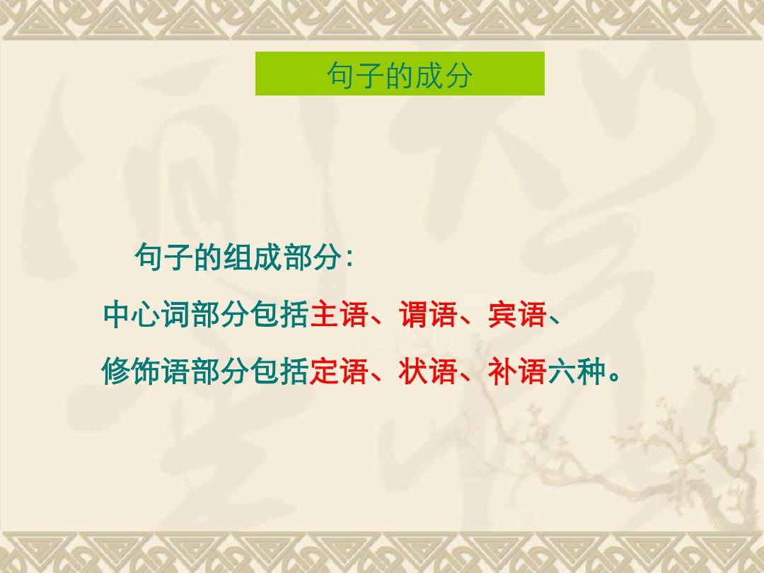 《语法：现代汉语的词性及句子成分》复习课程
