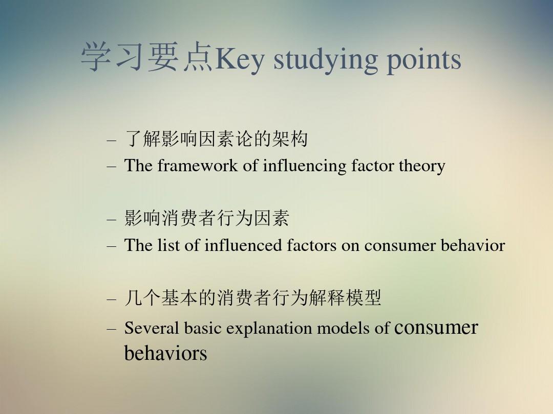 影响消费者行为因素相关理论概述