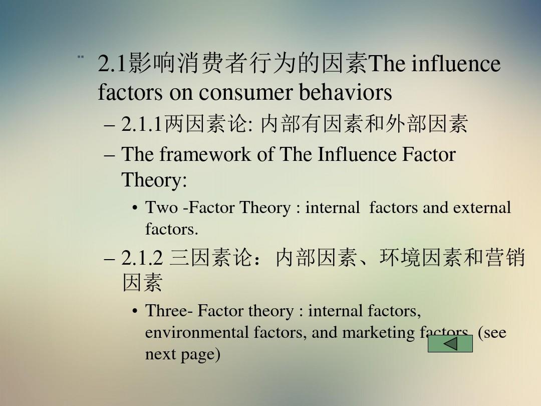 影响消费者行为因素相关理论概述