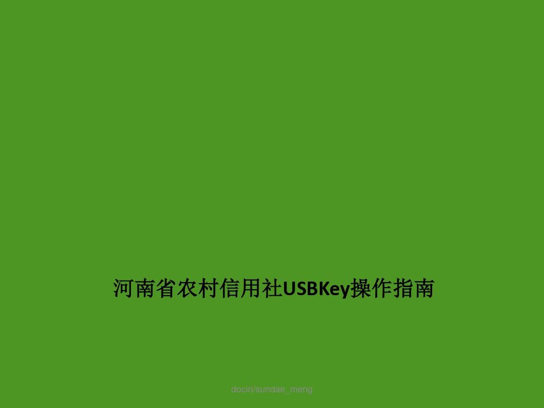 河南省农村信用社USBKey操作指南