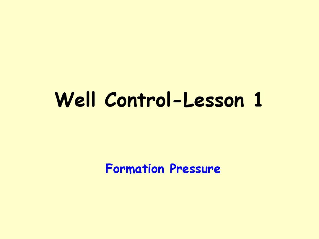 IWCF井控培训课程之formation pressure地层压力