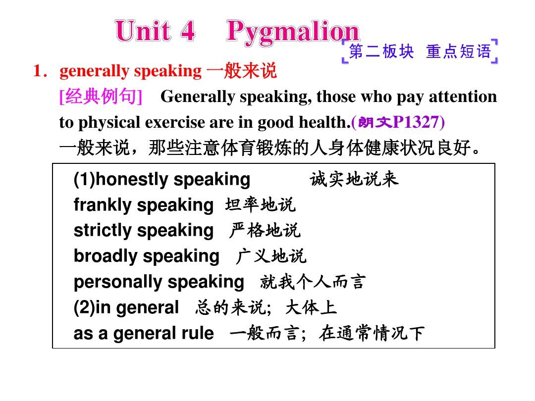人教版21高二英语 Unit4 Pygmalion课件2