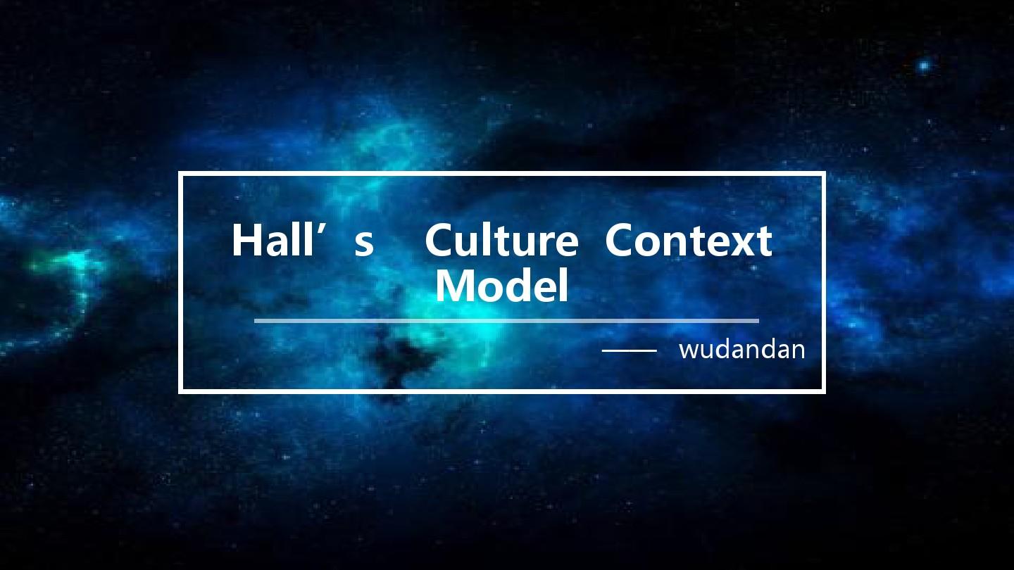 Hall’s Culture  Context  Model