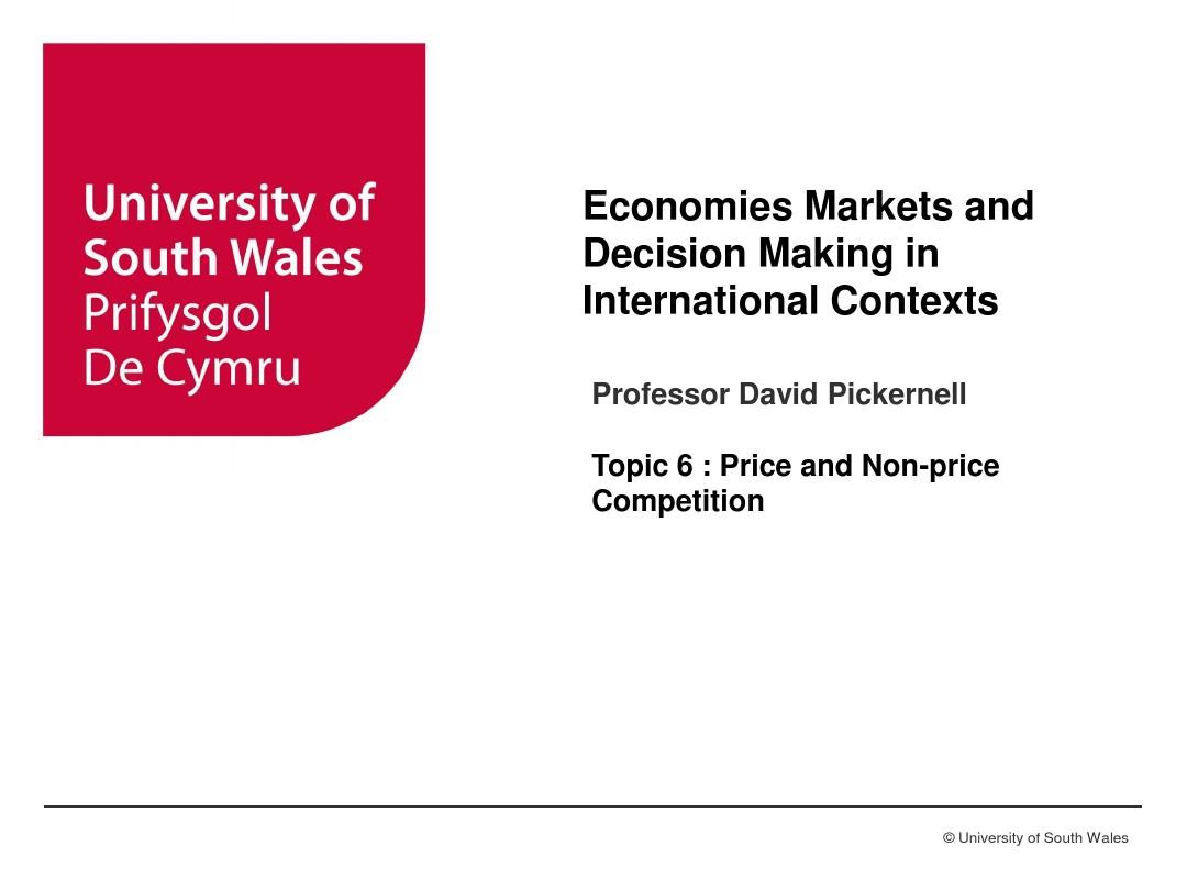 Economies and Markets T6 Price and Non-price competition