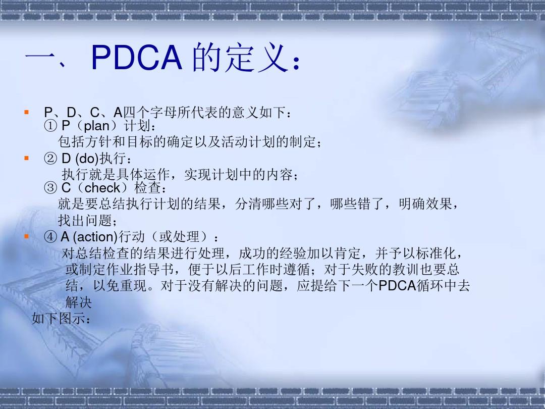 PDCA 计划 执行 检查 处理