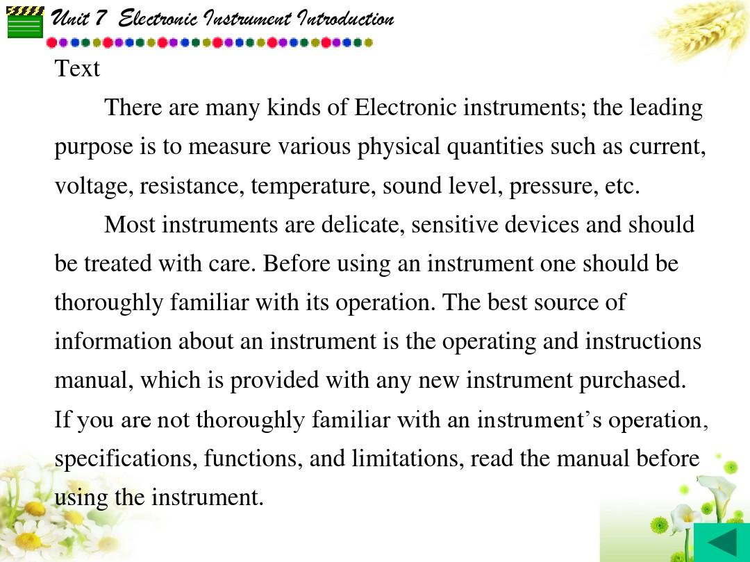 电子信息类专业英语Unit 7  Electronic Instrument Introduction-精选文档