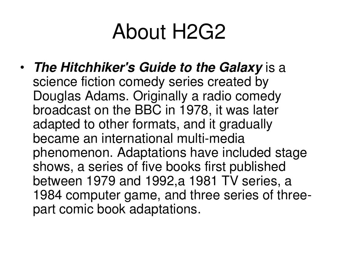 银河系搭车客指南 PPT hitchhiker's guide to the galaxy powerpoint