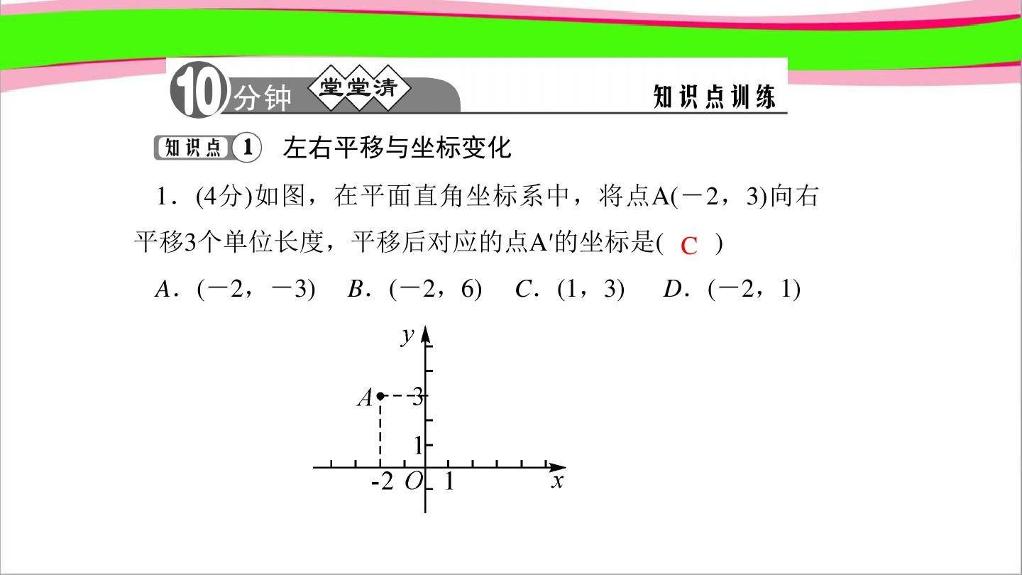 3.1.2    图形的平移与图形上点的坐标变化(1)
