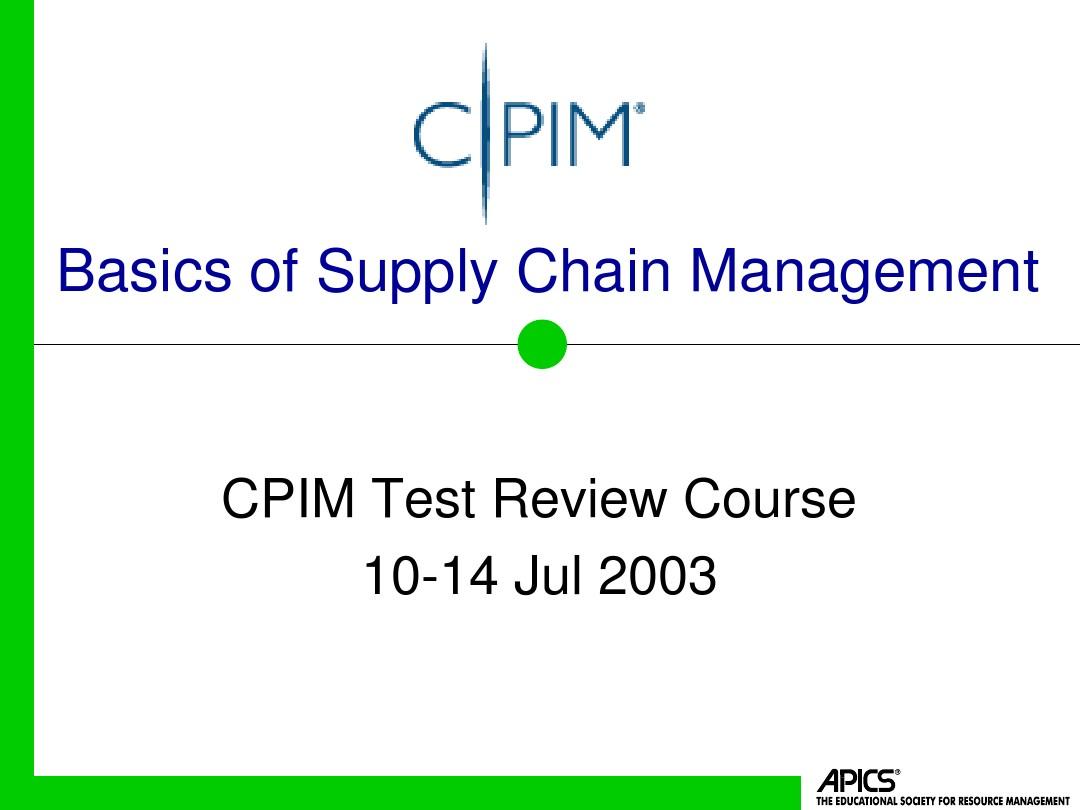 CPIM-BSCM-Inventory Fundamentals
