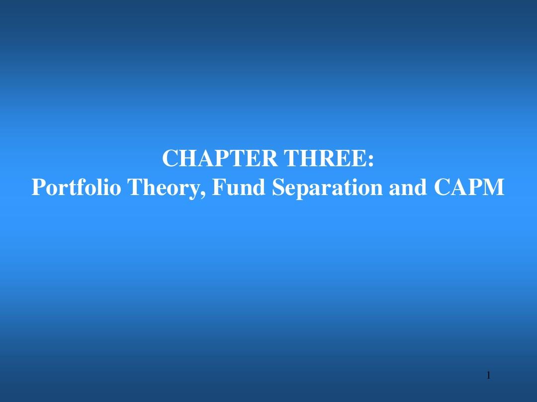 4.两基金分离定理和资产定价模型       清华大学绝版金融工程课件