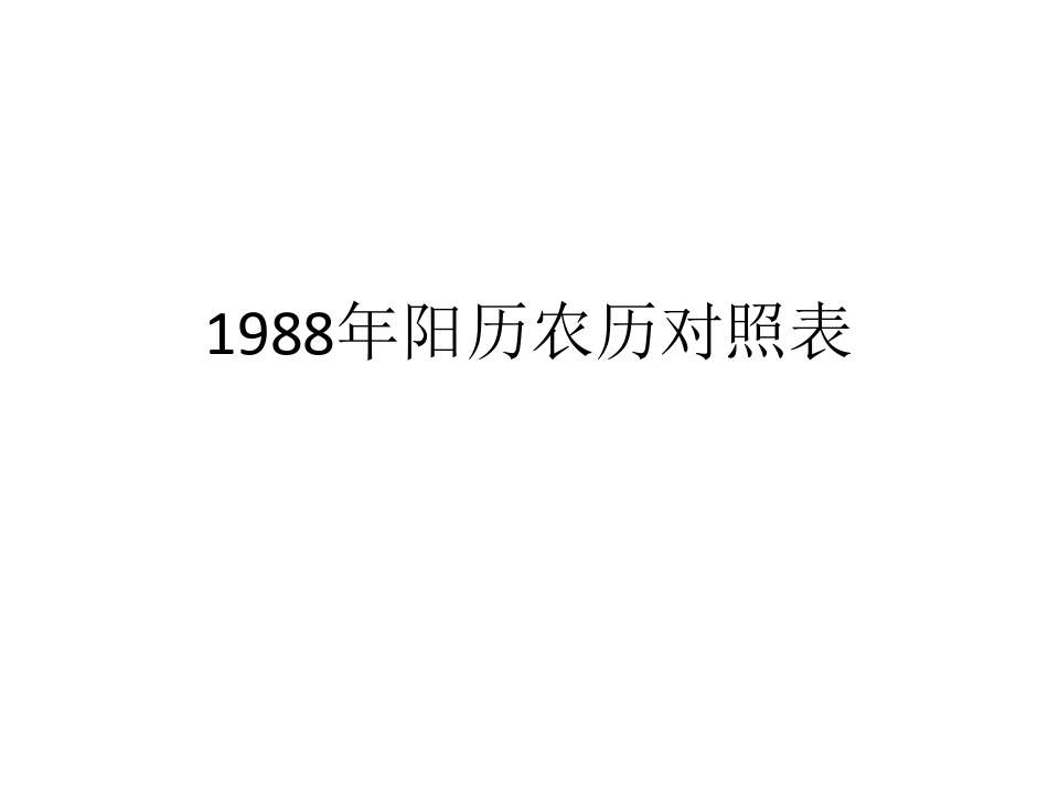 1988年阳历农历对照表