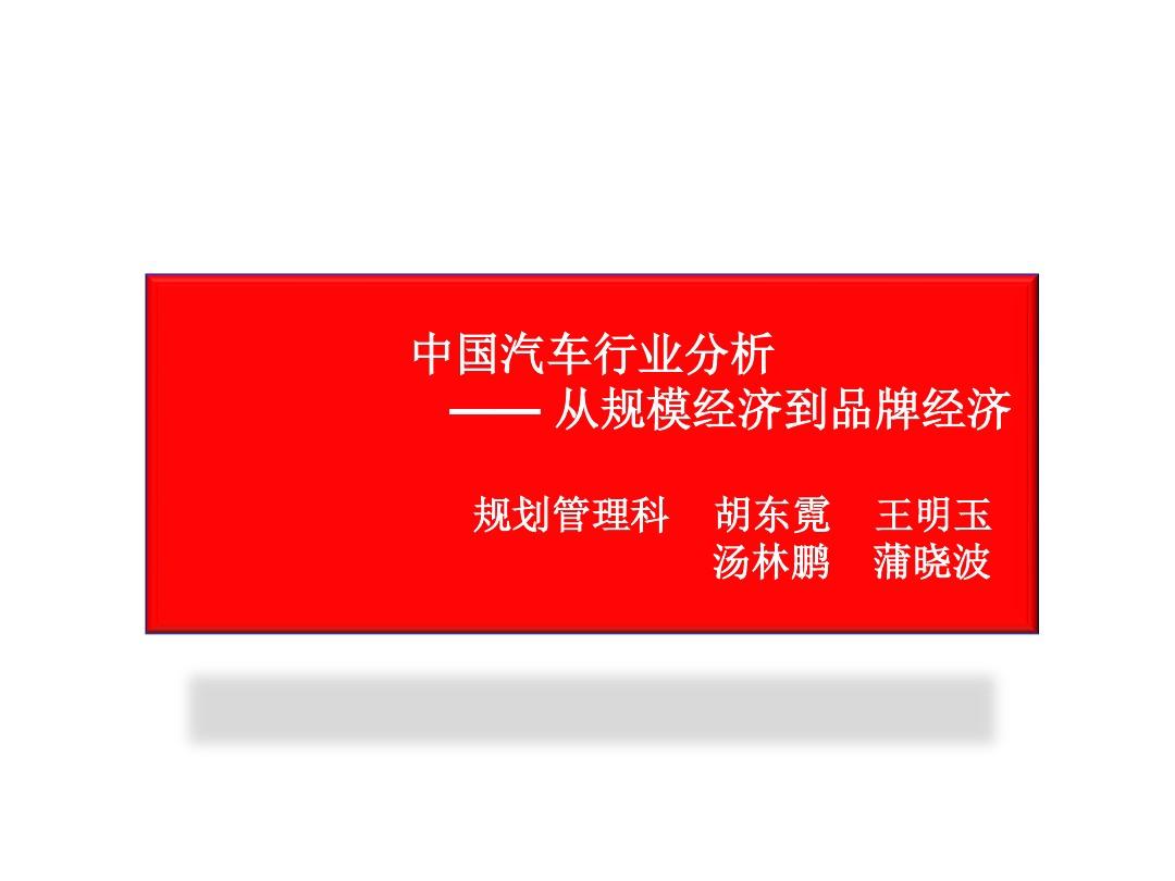中国汽车行业分析报告841038