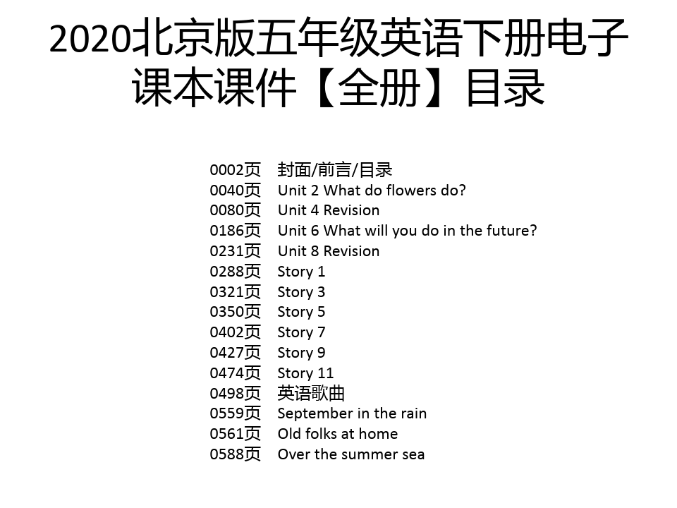 2020北京版五年级英语下册电子课本课件【全册】