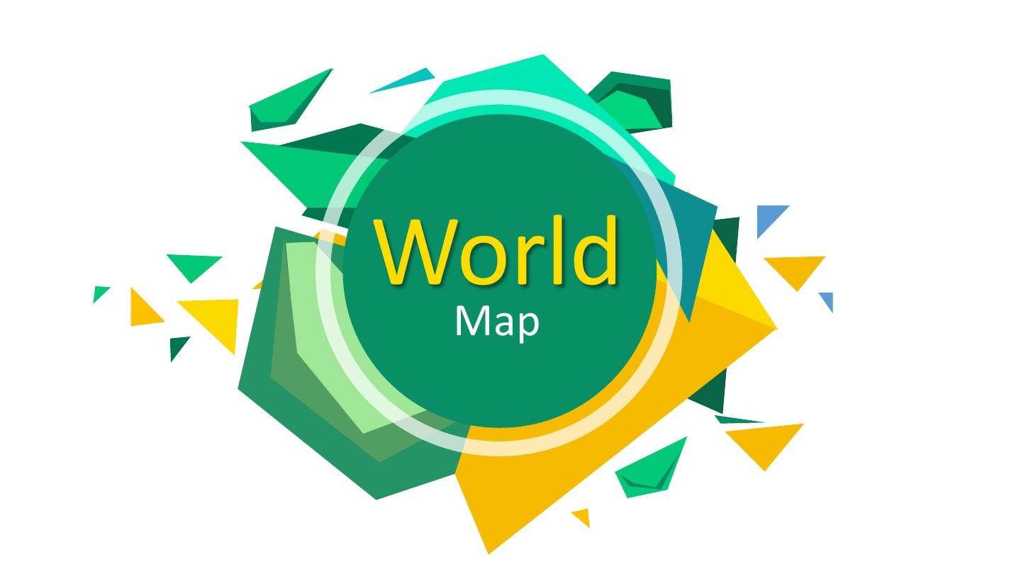 世界大国地图 世界地图ppt模板素材