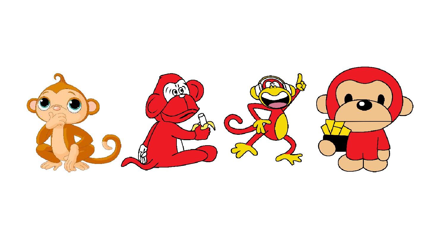 猴年猴子卡通形象PPT素材下载