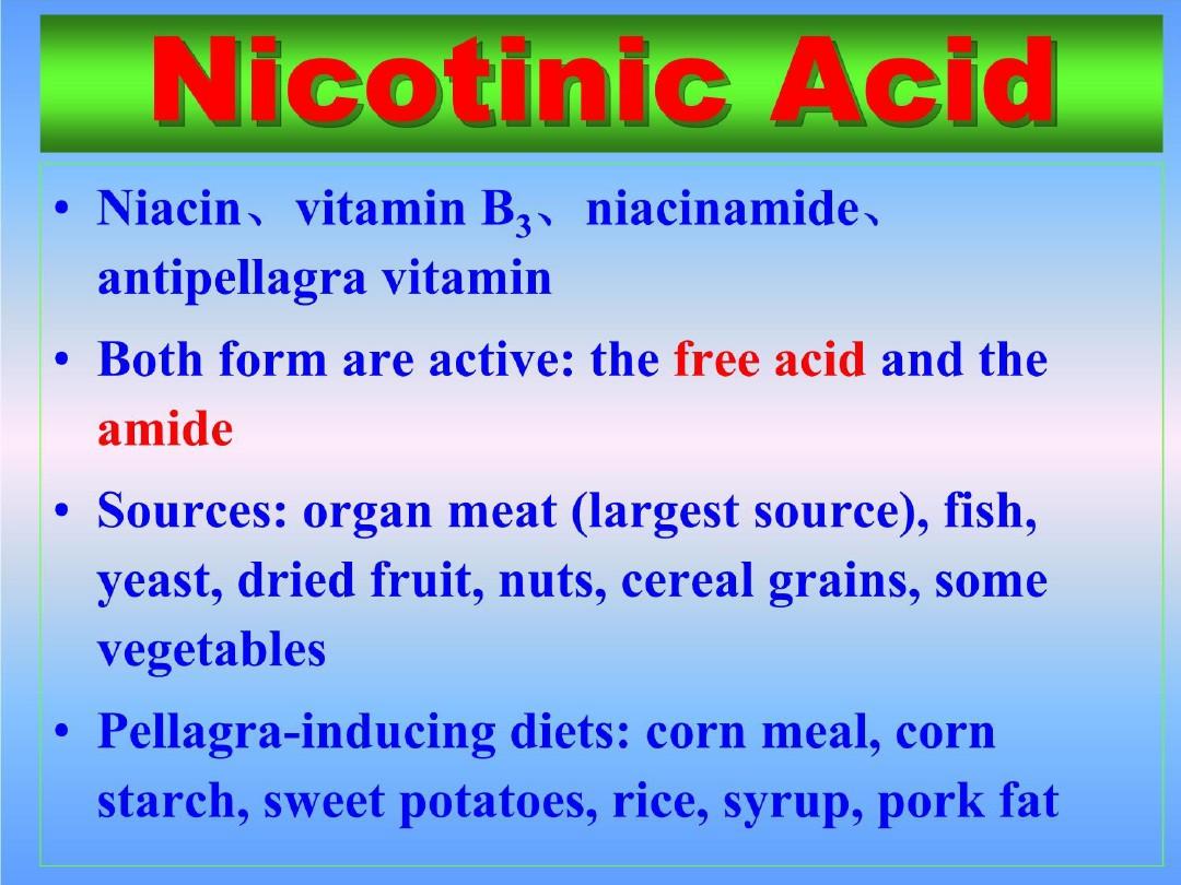 【医学ppt课件】 烟酸(Nicotinic Acid)、烟酰胺和NAD+ [Co I]、NADP+[Co II]