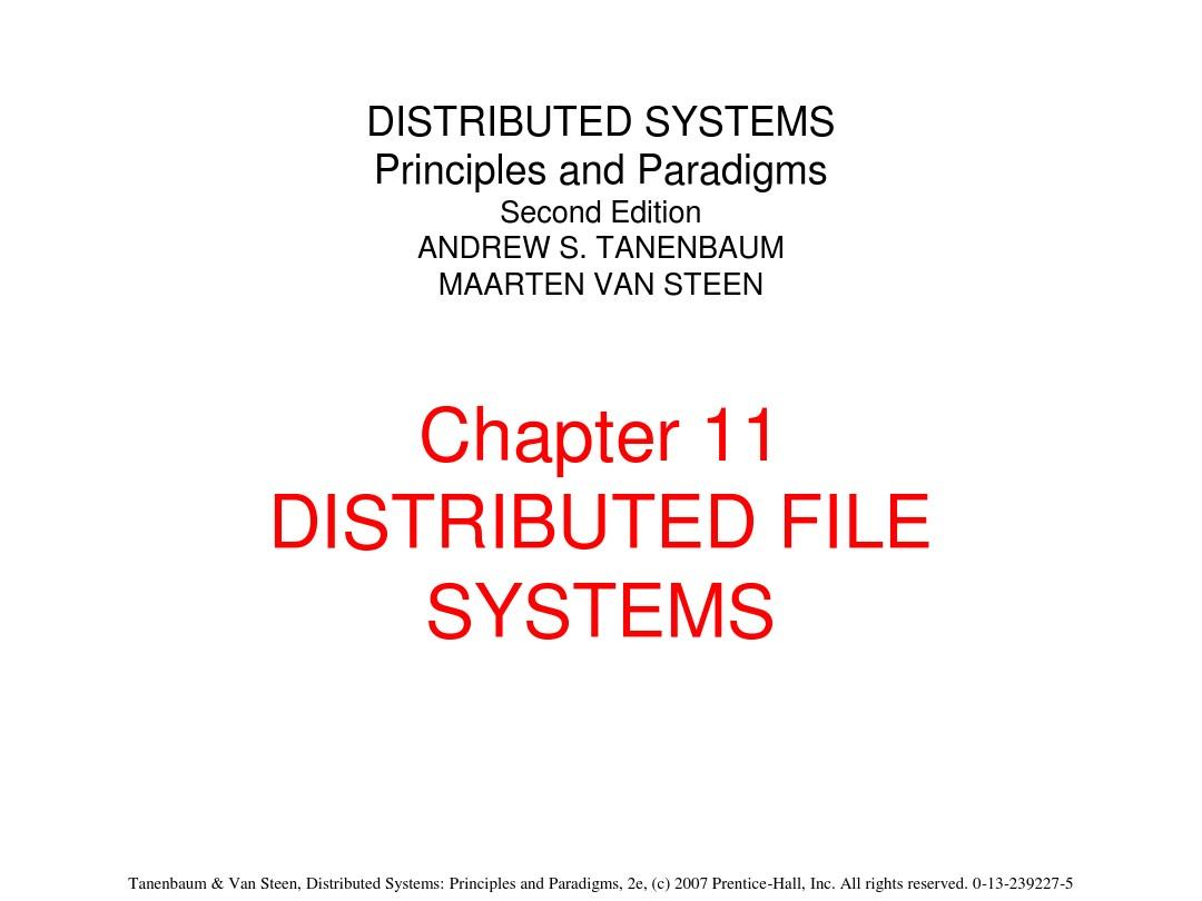 《分布式系统原理与范型：第2版》原书课件第11章