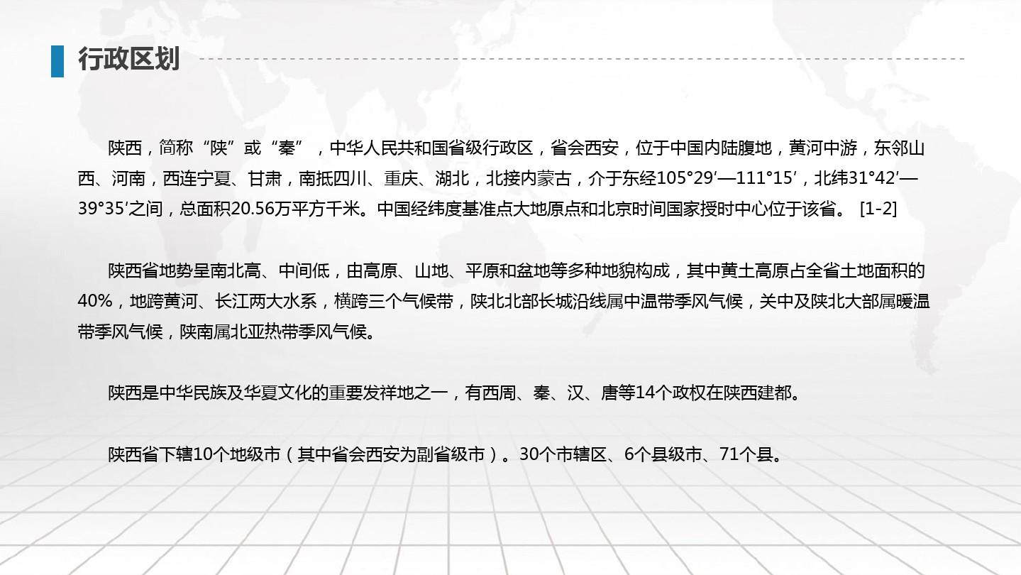 陕西省地图矢量PPT模板(可编辑)