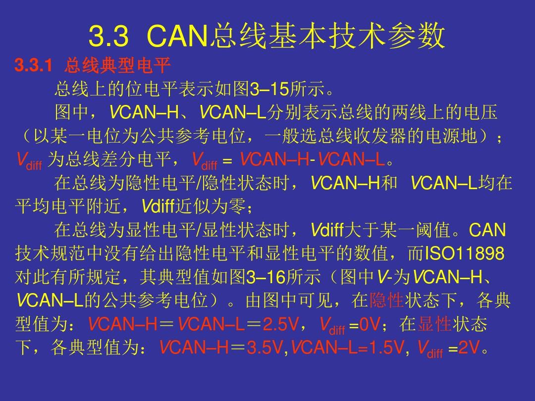 33CAN总线基本技术参数