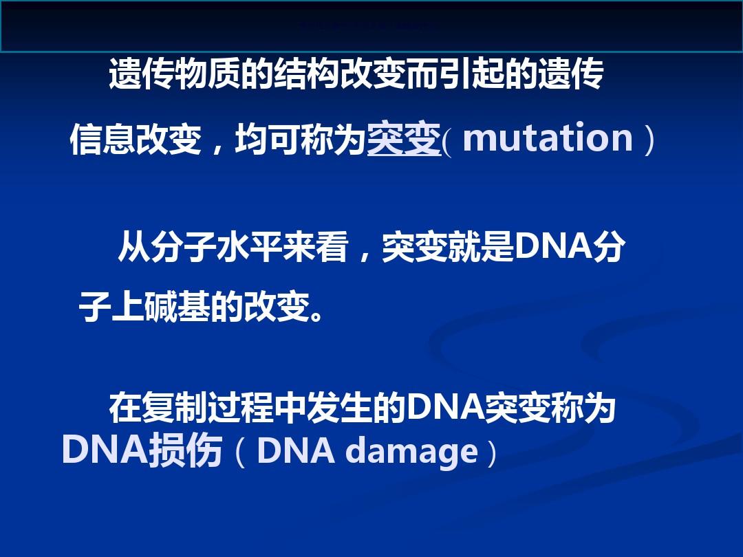 基因突变和DNA的损伤和修复