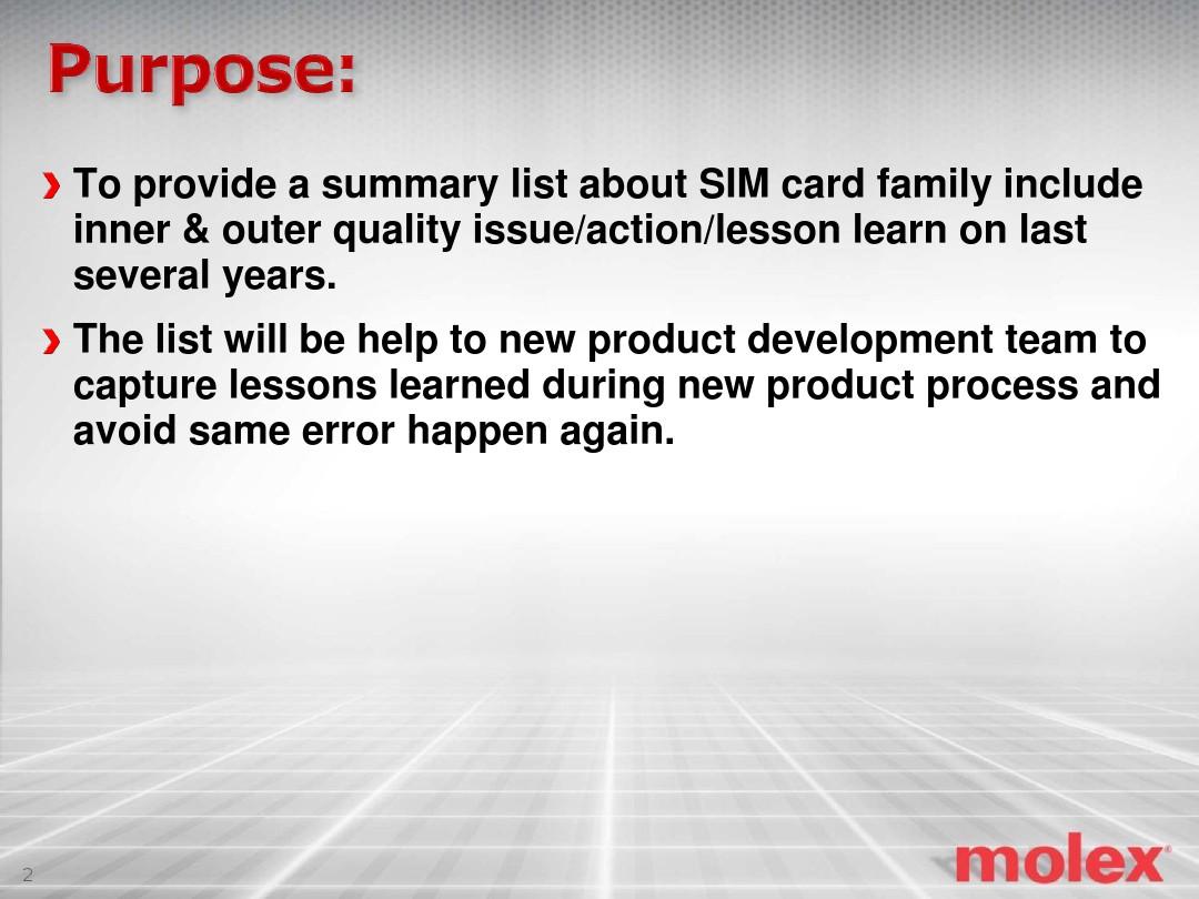 Sim Card connector Lesson learn list