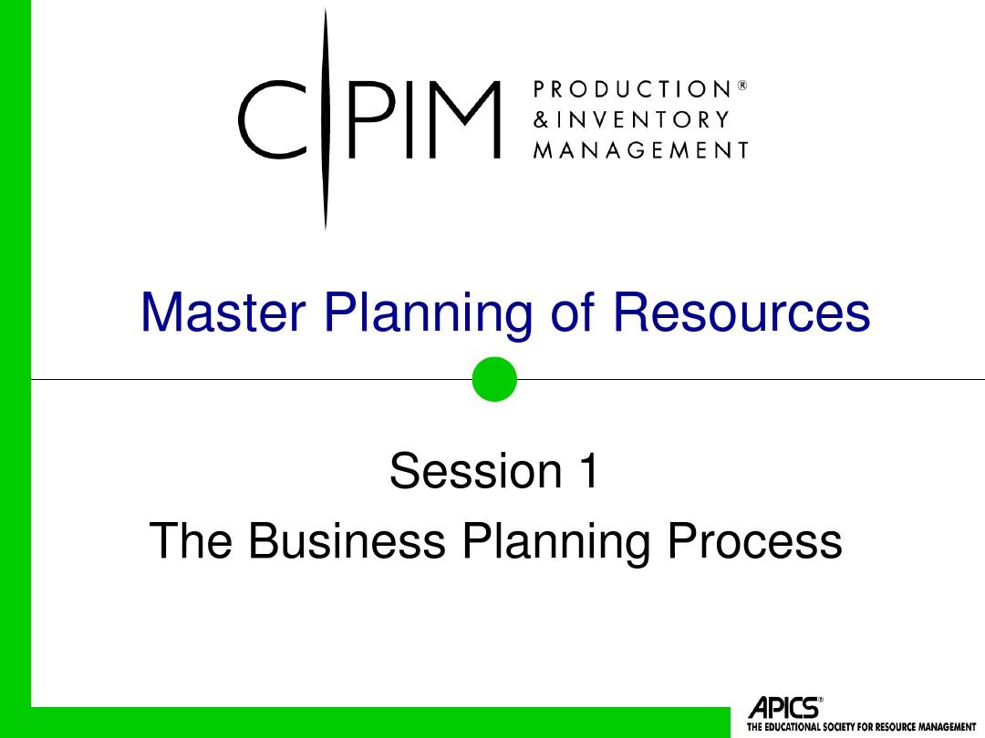 Master Planning of Resources