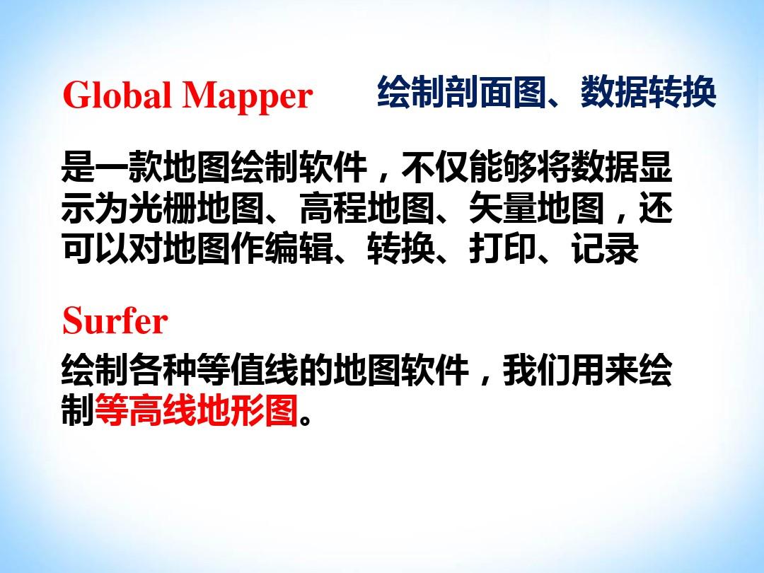 Global Mapper和surfer绘制等高线地形图