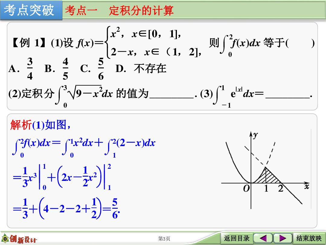 高中数学一轮(理科)北师大版配套课件第三章导数及其应用第4讲  定积分与微积分基本定理