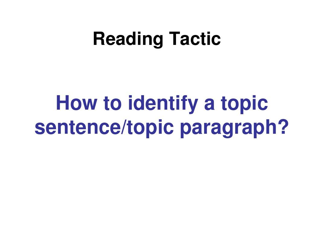 How to identify a topicsentence
